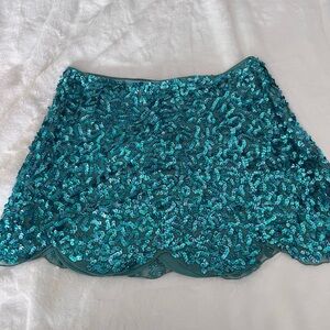 BETSY JOHNSON NWT Sequin Embellished Teal Mini Skirt Size 8